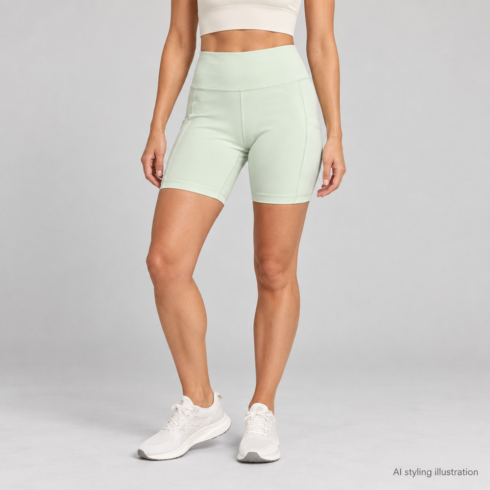 Athleta Pale Green Interval Stash 5 Inch Biker Shorts Size XS